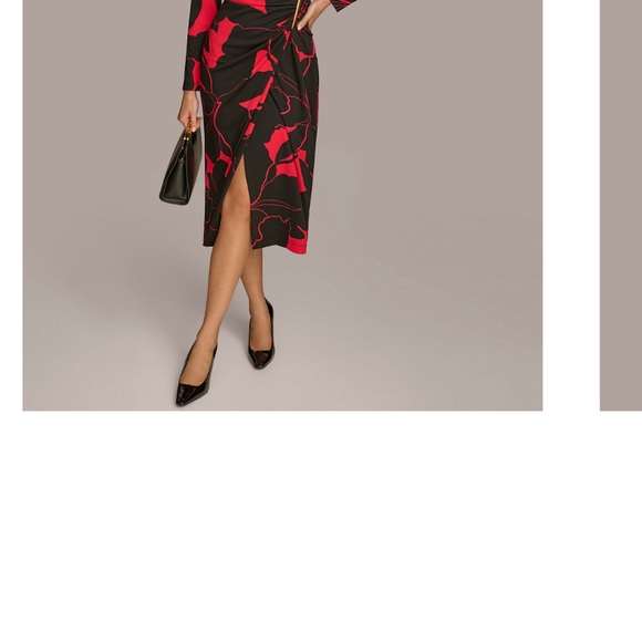 Donna Karan Black and Red Long Sleeve Dress - Picture 4 of 4